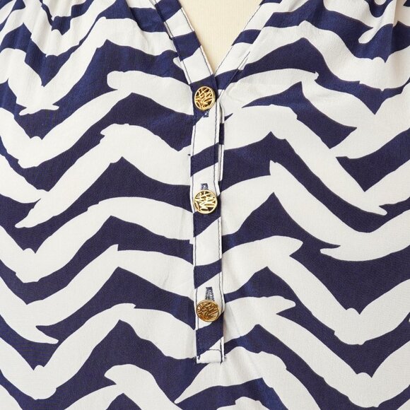 Lilly Pulitzer Elsa Silk Long Sleeve Blouse Navy Bird - Size Small - Picture 4 of 8